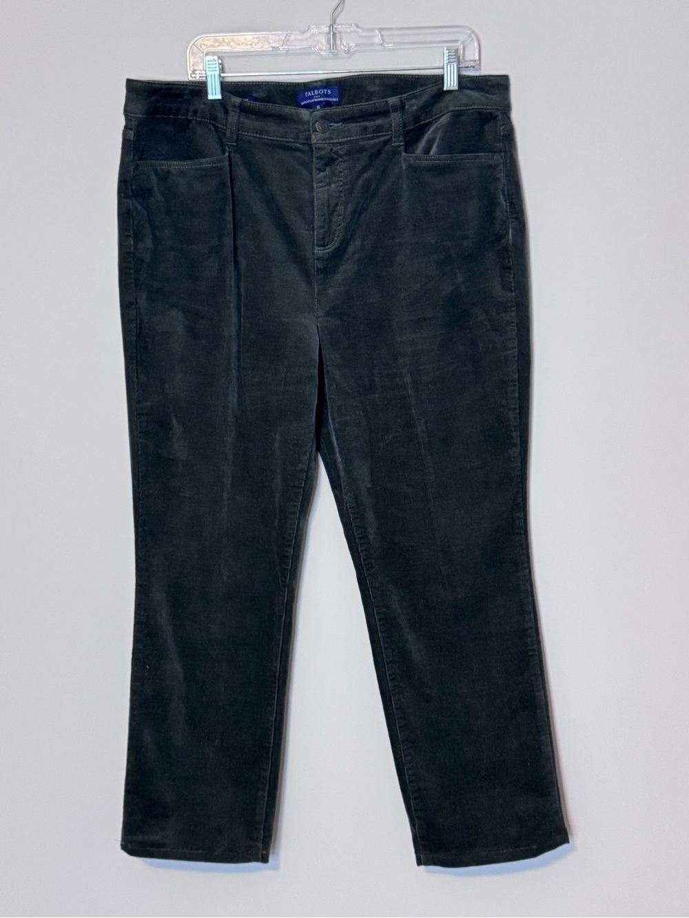 Talbots Simply Flattering Straight Leg Corduroy Pants Size 16 Dark Olive